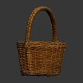 Traditional Handwoven Wicker Basket With Curved Handle And Round Shape For Household Storage