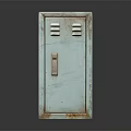 Vintage Rustic Metal Locker With Light Blue Finish And Ventilation Grilles