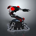 Modern Black and Red Robotic Arm with Stable Base Flexible Joints and Tool End 3d model