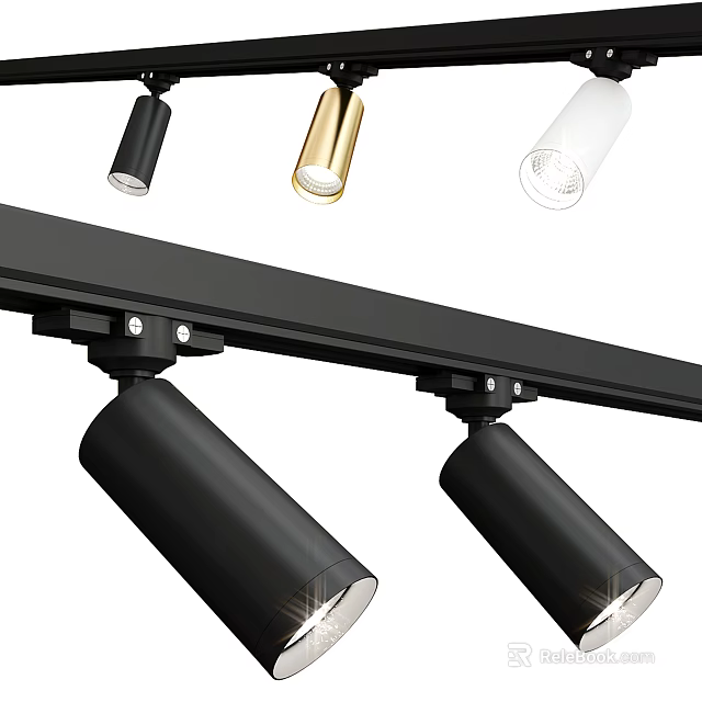 LED Track Mounted Modern Downlights Spotlights With Black Gold White Metal Finish Design 3d model 