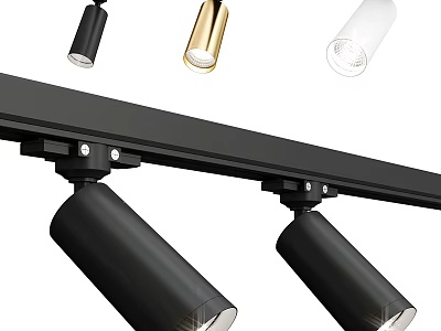 LED Track Mounted Modern Downlights Spotlights With Black Gold White Metal Finish Design 3d model