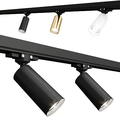 LED Track Mounted Modern Downlights Spotlights With Black Gold White Metal Finish Design 3d model
