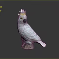 White Cockatoo Statue With Yellow Crest And Black Beak Perched On Tree Stump Base