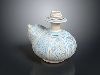 Blue And White Ceramic Gourd Shaped Vase With Intricate Patterns As Household Item 3d model