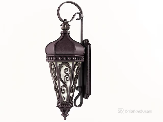 Vintage Bronze Wall Sconce With Curved Scrollwork And Beaded Trim Design 3d model