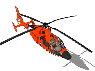 Orange Helicopter Featuring Main Rotors Tail Rotor and Cockpit Details 3d model