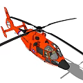 Orange Helicopter Featuring Main Rotors Tail Rotor and Cockpit Details