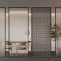 Modern Interior Glass Partitions Featuring Textured And Patterned Surfaces 3d model