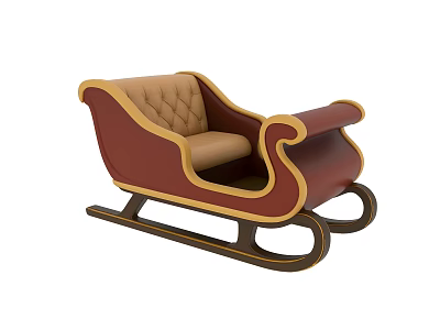 Red And Brown Christmas Sleigh Chair With Golden Accents Decorative Design 3d model