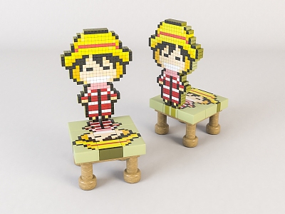 Modern Children's Chair Children's Cartoon Wooden Stool model