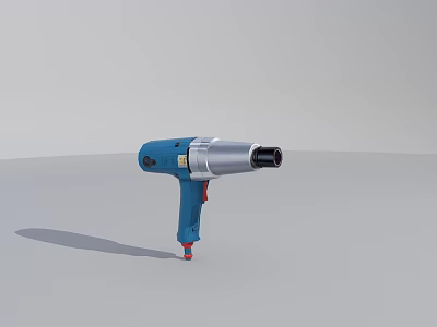 Industrial Electric Impact Wrench Tool Blue Silver High Performance Mechanical Equipment 3d model
