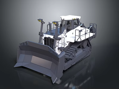Modern Heavy Duty Tracked Bulldozer With Front Blade And Operator Cab 3d model