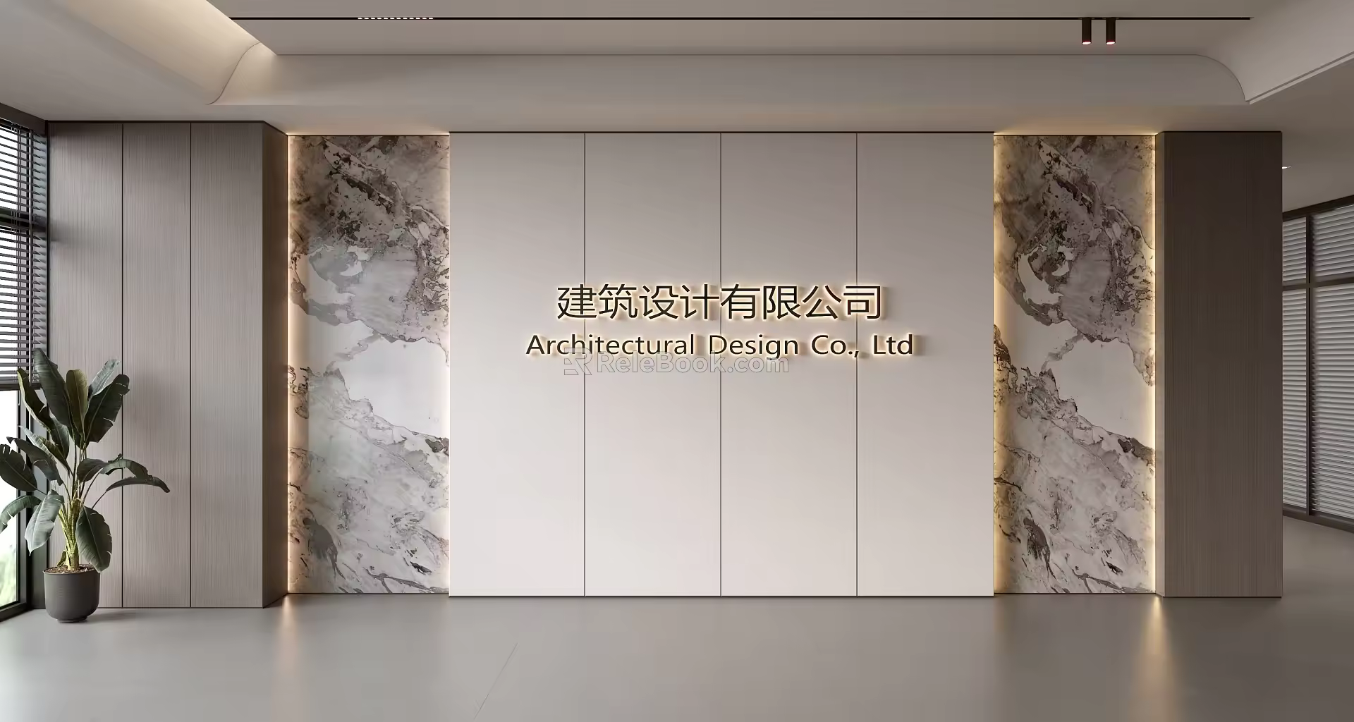 Modern Front Desk Background Wall Simple Background Wall Front Desk Reception Area Background Wall Company Front Desk Background Wall 3d model