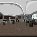 Elegant Modern Beauty and Hair Salon Interior With Styling Chairs Product Shelves And Soft Lighting
