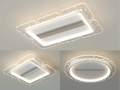 Modern Square And Round Ceiling Light With Decorative Dots And White Lighting 3d model