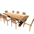 Rectangular Wooden Dining Table And Chair Set With Light Upholstered Seats And Classic Design