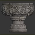 Elegant Stone Decorative Bowl With Intricate Carved Patterns And Pedestal Base