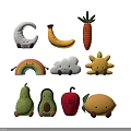 Adorable Plush Toys Featuring Moon Banana Carrot Rainbow Cloud Sun Fruit Shapes