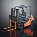Orange And Gray Forklift With Cab Lifting Frame And Front Forks 3d model