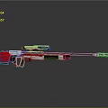 Modern Sniper Rifle With Red White Black Color Scheme Scope And Long Barrel