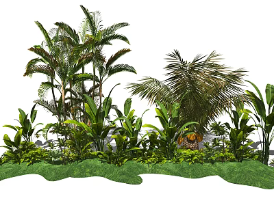 Modern Plant Shrub Potted Palm Tree Scatter Sunflower 3d model