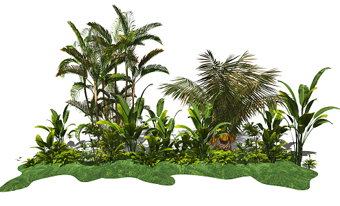 Modern Plant Shrub Potted Palm Tree Scatter Sunflower 3d model