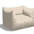 Modern Beige Upholstered Single Seater Sofa With Curved Armrest Design 3d model