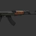 Classic Military Assault Rifle With Wooden Stock Metal Body And Magazine