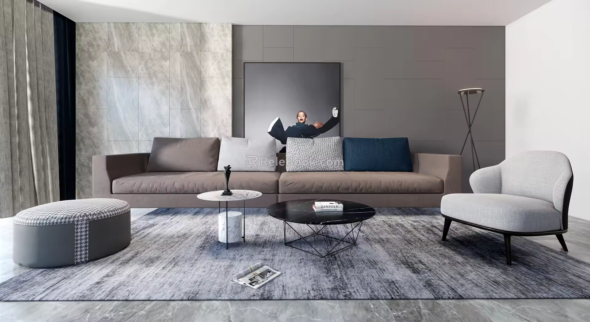 Modern sofa coffee table combination 3d model