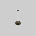 Modern Round Chandelier with Curved Wooden Blades and Sleek Contemporary Design
