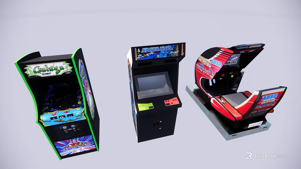 Electric Toys Arcade Style Interactive Gaming Machines With Pinball Consoles Racing Seats And Various Designs 3d model 