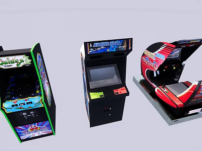 Electric Toys Arcade Style Interactive Gaming Machines With Pinball Consoles Racing Seats And Various Designs 3d model
