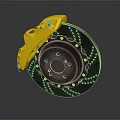 High Performance Car Tire With Black Brake Disc And Yellow Caliper Design
