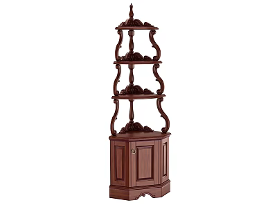 Elegant Traditional Wooden Bookcase With Multiple Decorative Shelves And Cabinet Base 3d model