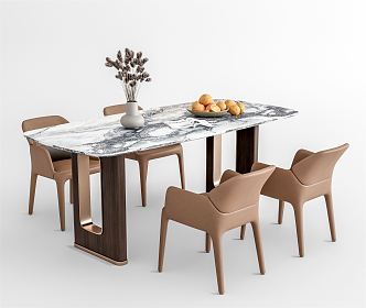 Modern Dining Table and Chair Combination Dining Table and Chair 3d model