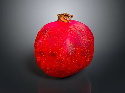 Whole Ripe Red Pomegranate With Shiny Surface On Gray Background 3d model