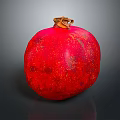 Whole Ripe Red Pomegranate With Shiny Surface On Gray Background