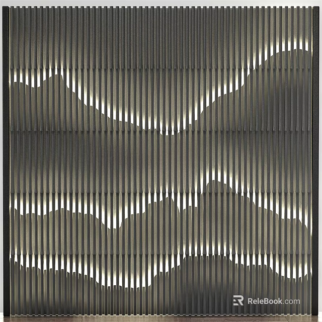 Modern Wavy Striped Background Wall With Illuminated Lighting Effect Design 3d model 