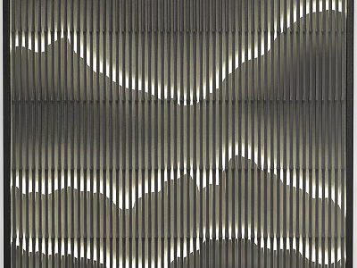 Modern Wavy Striped Background Wall With Illuminated Lighting Effect Design 3d model
