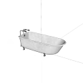 Classic White Freestanding Bathtub With Metal Faucet And Support Legs