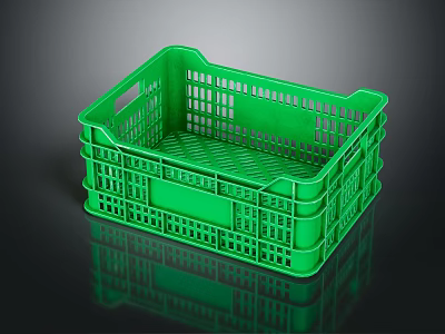 Green Plastic Storage Basket With Handle For Household Supplies Organizing 3d model