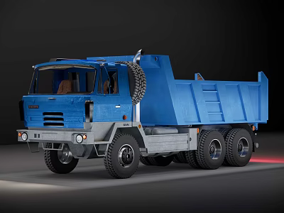 Blue Heavy Duty Dump Truck With Spacious Cab And Large Off Road Tires 3d model