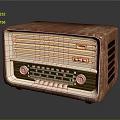 Vintage Radio Design With Wooden Case Yellow Neon Lights And Knobs