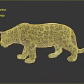 Realistic 3D Leopard Model With Spotted Pattern In Standing Pose On Dark Background With Reflection 3d model