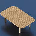 Modern Wooden Rectangular Dining Table With Striped Top And Slim Legs