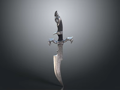 Ornate Decorative Dagger With Intricate Handle And Textured Blade Design 3d model
