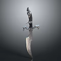 Ornate Decorative Dagger With Intricate Handle And Textured Blade Design