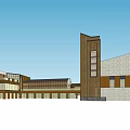 Modern Commercial Complex With Glass Curtain Walls Stone Facades And Brand Stores