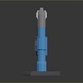 Sci-Fi Door Structure With Gray And Blue Metallic Finish Symmetrical Design And Pedestal Base