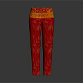 Stylish Red Trousers With Orange Waistband And Intricate Embroidery Patterns